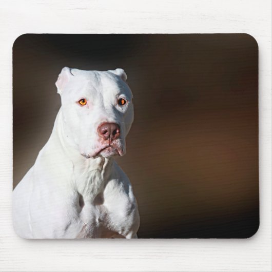 Tapis De Souris Chien blanc de délivrance de Pitbull Terrier (Devant)