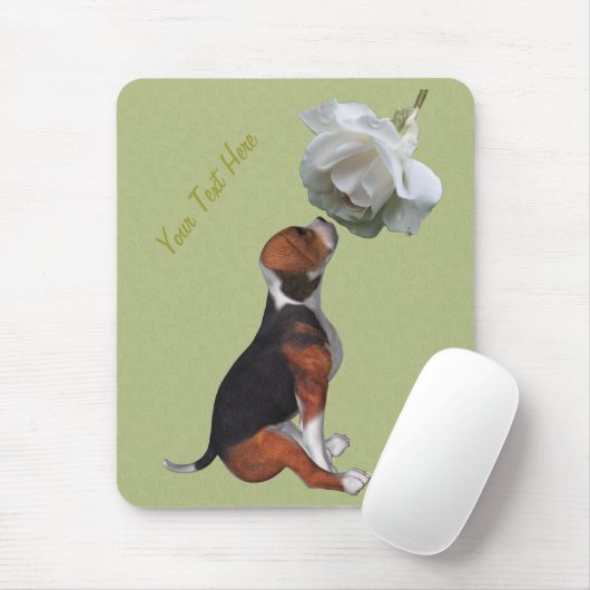 Tapis De Souris Chien blanc rose beagle Chien blanc Mousepad (Avec souris)