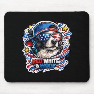 Tapis De Souris Chien border collie drôle rouge blanc et ouah