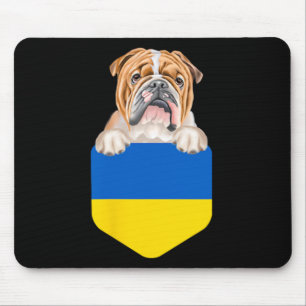 Tapis De Souris Chien bouledogue de drapeau d'Ukraine dans la poch