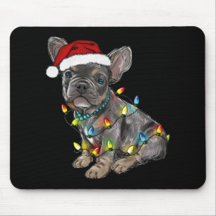 Tapis De Souris Chien Bouledogue Français Lumières de Noël Santa X