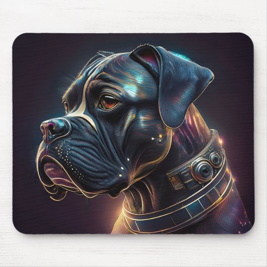 Tapis De Souris Chien Boxer Steampunk (Devant)