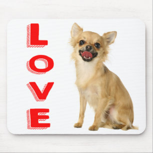 Tapis De Souris Chien Caniche Chihuahua Poil Long Amour Rouge
