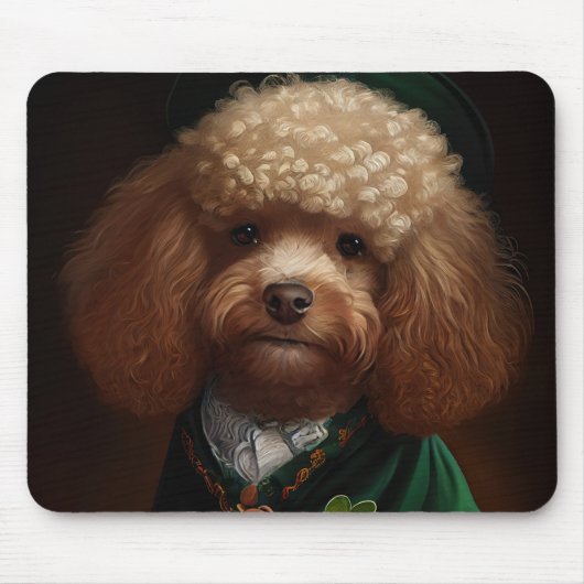 Tapis De Souris Chien Caniche en robe de la Saint-Patrick (Devant)