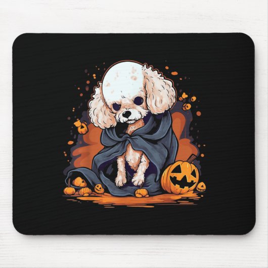 Tapis De Souris Chien Caniche Halloween (Devant)