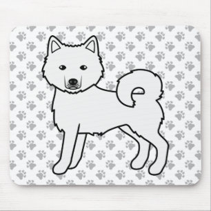 Tapis De Souris Chien caricature mignon de Malamute en Alaska blan
