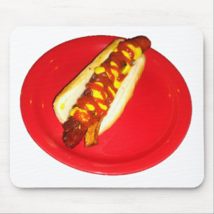 Tapis De Souris Chien chaud avec Ketchup et moutarde
