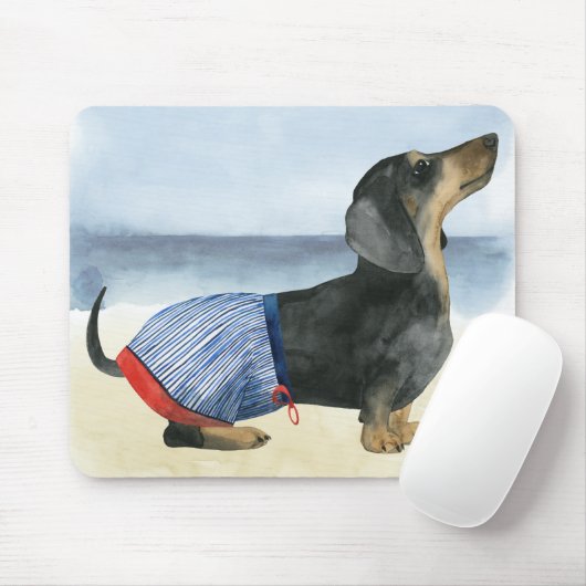 Tapis De Souris Chien chaud | Chiot Dans Les Troncs De Baignade (Avec souris)