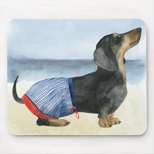 Tapis De Souris Chien chaud | Chiot Dans Les Troncs De Baignade (Devant)