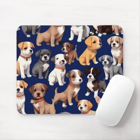 Tapis De Souris Chien Chien Chien bleu de la marine Design Motif (Avec souris)