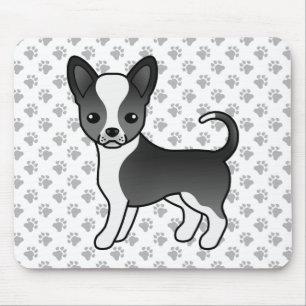 Tapis De Souris Chien Chihuahua à poil lisse noir et blanc & patte