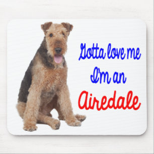 Tapis de souris Chien chiot Airedale Terrier Love