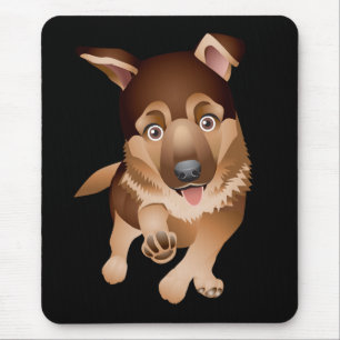 Tapis de souris chien chiot berger allemand noir