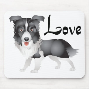 Tapis de souris Chien chiot Border Collie Amour