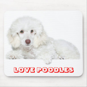 Tapis de souris Chien chiot Caniche Blanc
