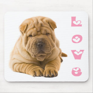 Tapis de souris Chien chiot Shar Pei chinois Amour