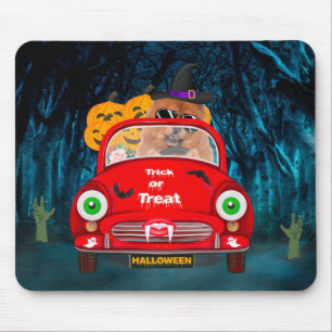 Tapis De Souris Chien Chow Chow Conduisant une Voiture Effrayante