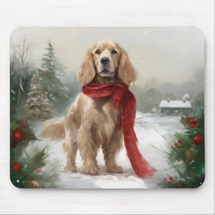 Tapis De Souris Chien Cocker Spaniel dans la neige Noël