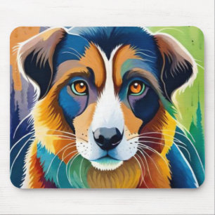 Tapis De Souris Chien coloré visage proche