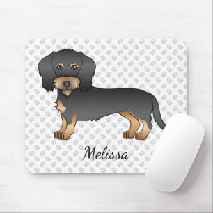 Tapis De Souris Chien Dachshund Fil Noir Et Tan Avec Nom