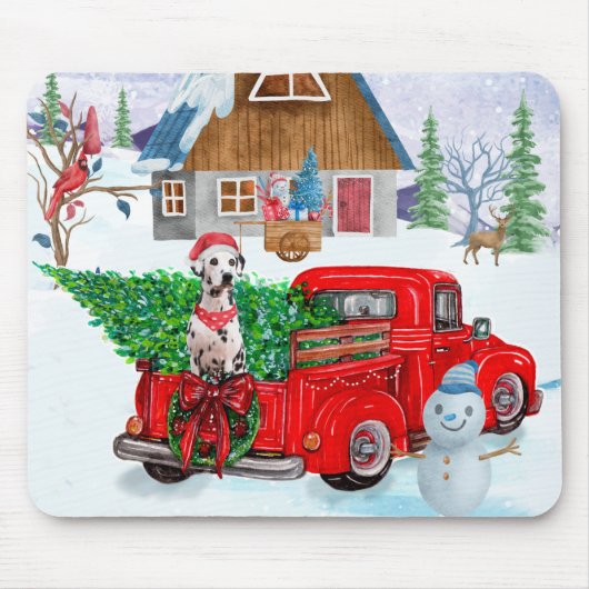 Tapis De Souris Chien dalmate en livraison de Noël Camion Neige (Devant)