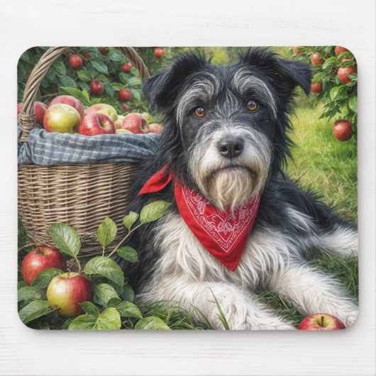 Tapis De Souris Chien dans Apple Orchard (Devant)