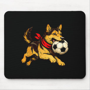 Tapis De Souris Chien de berger allemand drôle jouant au football