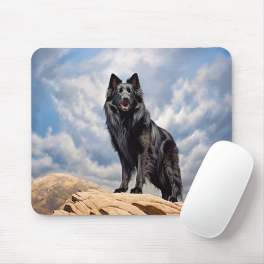 Tapis De Souris Chien de berger noir (Avec souris)