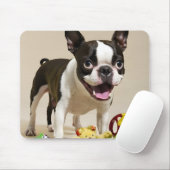 Tapis De Souris Chien de Boston Terrier jouant avec des jouets (Avec souris)