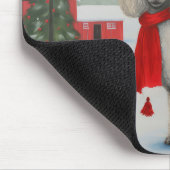 Tapis De Souris Chien de caniche à Noël de neige (Coin)