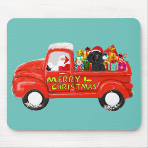 Tapis De Souris Chien de caniche dans la livraison de Noël Camion