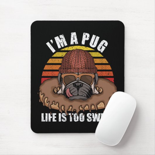 Tapis De Souris Chien de carlin avec beignes design rétro Souris P (Avec souris)