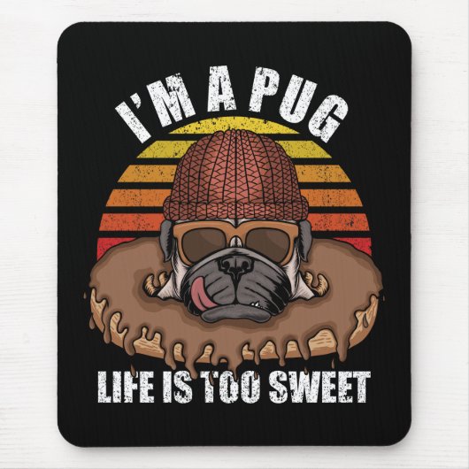 Tapis De Souris Chien de carlin avec beignes design rétro Souris P (Devant)