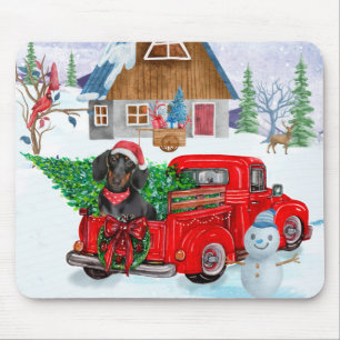 Tapis De Souris Chien de Dachshund en livraison de Noël Camion Nei