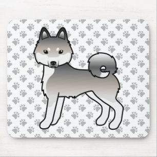 Tapis De Souris Chien de dessin animé mignon Klee Kai d'Alaska gri