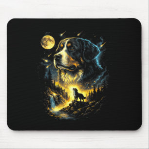 Tapis De Souris chien de montagne bernois hurlant à la lune fantai