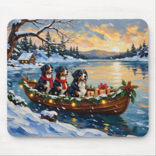 Tapis De Souris Chien de montagne de Berne Noël Bateau Fêtes