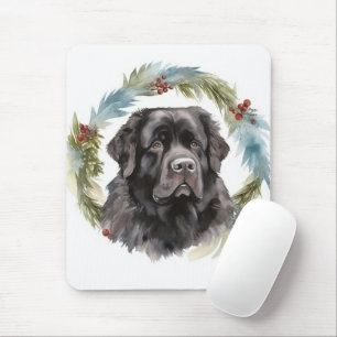 Tapis De Souris Chien de Noël festif de Terre-Neuve