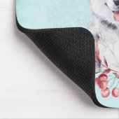 Tapis De Souris Chien de Noël Husky dans un chapeau de Père Noël (Coin)