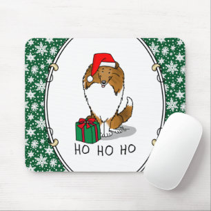 Tapis De Souris Chien de Noël Santa Hat Shetland Sheepdog (sable)