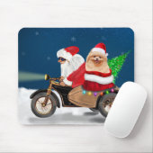 Tapis De Souris Chien de Poméranie Noël Père Noël (Avec souris)