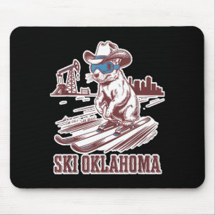 Tapis De Souris Chien de prairie mignon faisant du ski en Oklahoma