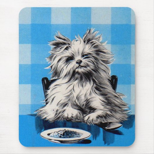 Tapis De Souris chien de sol mangeant à la table (Devant)