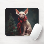 Tapis De Souris Chien de Sphynx à Noël de neige (Avec souris)