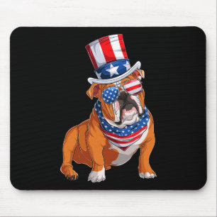 Tapis De Souris Chien de taureau 4 juillet drapeau américain