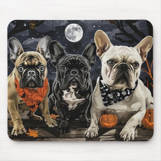 Tapis De Souris Chien de taureau français Halloween Éffrayant (Devant)