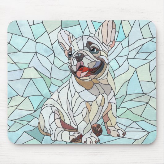 Tapis De Souris Chien de taureau français mignon - mosaïque pastel (Devant)