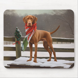 Tapis De Souris Chien de Vizsla à Noël de neige