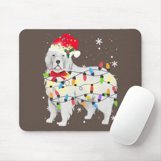 Tapis De Souris Chien des Pyrénées Noël Lumière Noël Maman Papa (Avec souris)
