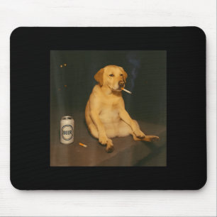 Tapis De Souris Chien Drôle Bière Fumée Mème Sarcastique Amateur d